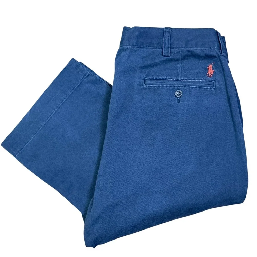 Vintage Polo Ralph Lauren Chino Pants Men 34x34 Blue Classic Fit Twill Prep Pony